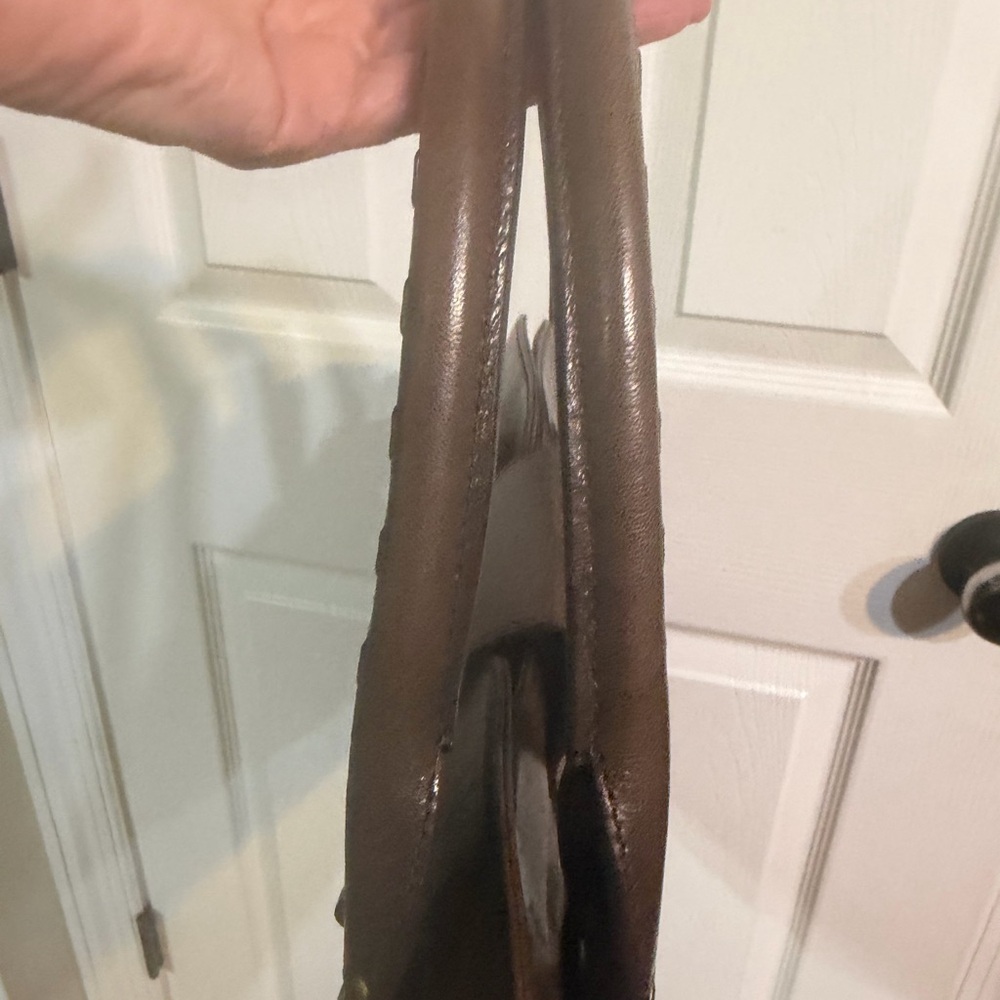 Frye Dark Brown Leather Satchel with Gold Hardware - Picture 7 of 10